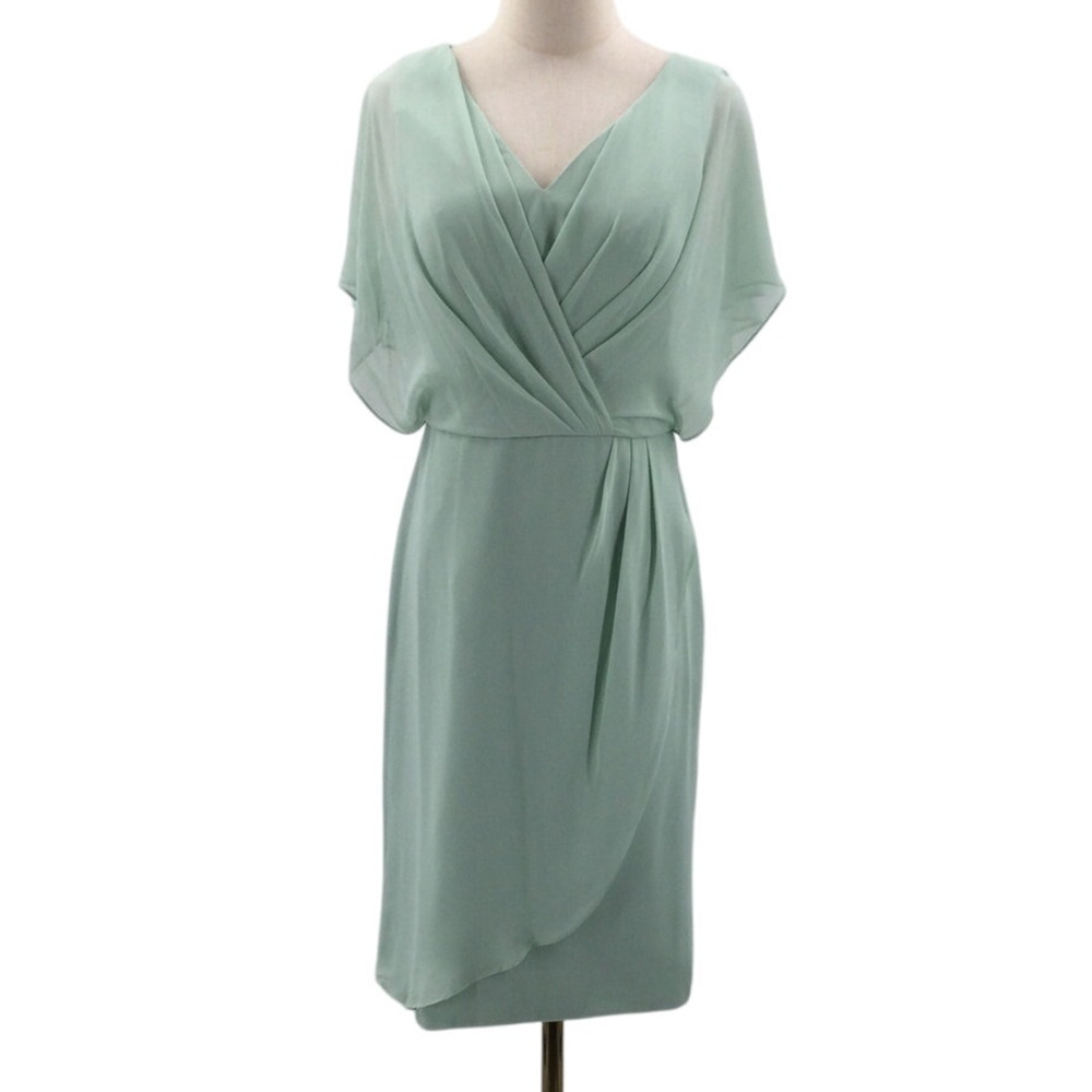 AW BRIDAL 6 S mint green bridesmaid mother of bride faux wrap dress NEW B46
